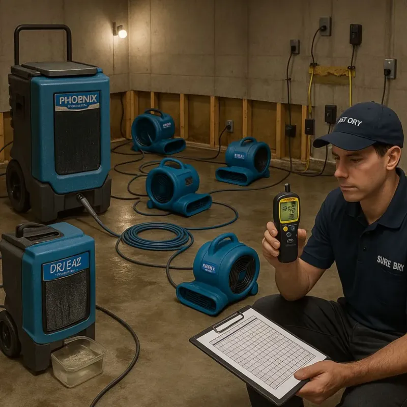Structural Drying and Dehumidification process in Marshall, MN